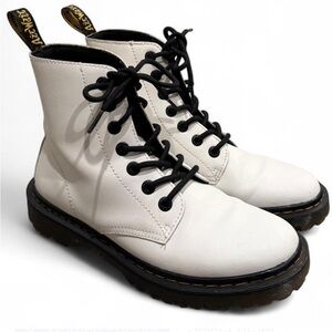 Classic Dr Martens White Lace-Up Combat Boots